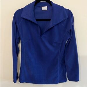 Columbia Blue Polo Collar Sweatshirt Hoodie